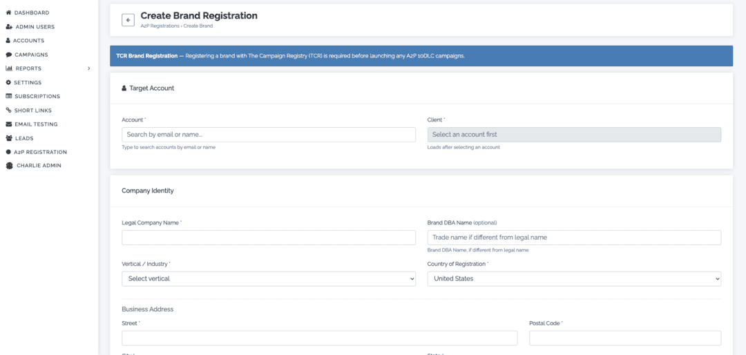 Create Brand Registration Form