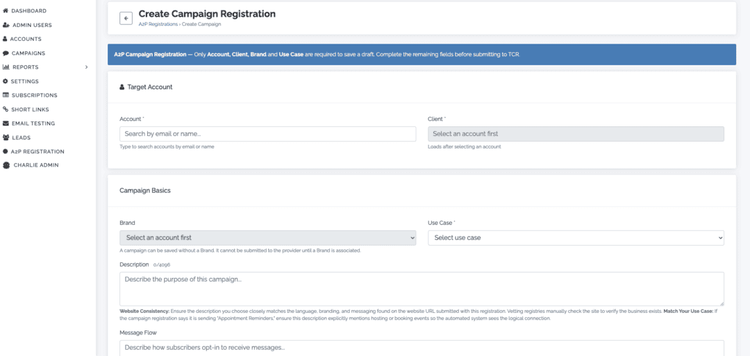 Create Campaign Registration Form